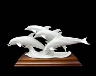 Kaiser Porcelain Germany 1980's Porpoises / Dolphins Signed Limited Ed #54645 Sculpture