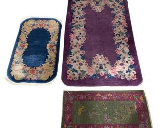 Estate Lot of 3 Wool & Cotton Woven Chinese Rugs