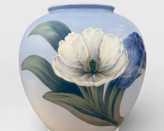 Royal Copenhagen Denmark Porcelain Vase with Flowers & Butterflies