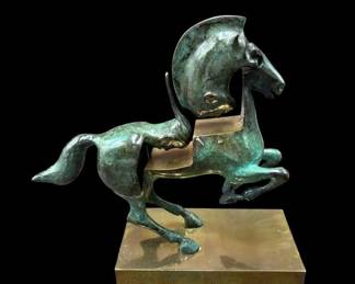 Francisco Baron (Madrid Spain) "Caballo Navateo" Bronze & Marble Posable Sculpture Signed & No 22/10
