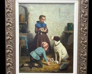Late 19th Century Antique Oil on Canvas Painting by Louis La Salle