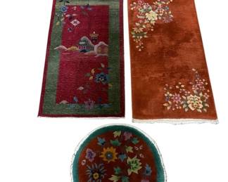 Estate Lot of 3 Chinese Wool Woven Area Rugs