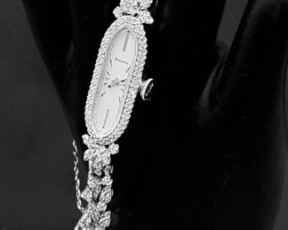14k White Gold and Diamond Vintage Bulova Ladies Wristwatch 18 grams with Box