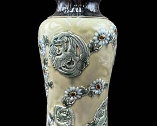 Doulton Lambeth Pottery Asian Style Relief Work Vase - Margaret Aitken