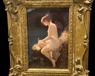 Antique KPM Porcelain Framed Plaque Neoclassical Fairy Scene