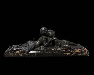 Emmanuel Fremiet Bronze on Marble - Pan & Child