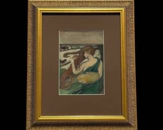 Margaret Eaton 1871-1953 Watercolor Framed Art "The Woman Artist"