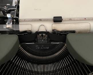 H6 - $180. Green 1950s Olympia SM3 Portable Manual Typewriter & Carrying Case. No stuck keys. 