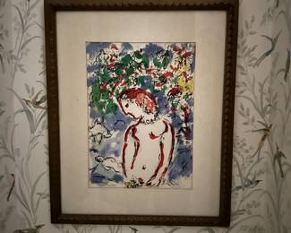 H91 - $195. Marc Chagall "Femme Nue" Lithograph. Measures 18.5" x 22.5". 