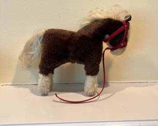 H80 - $35. Vintage Steiff Ferdy Play Horse. 1960s mohair. No tag but has the whole in the ear. 