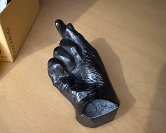 H85 - $20. 1998 Signed Agelio Battle "Drawing Hand" Graphite Sculpture. 