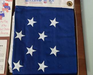 H71 - $25. Bull Dog US Flag. Never Flown. Some discolored, yellow spots. 