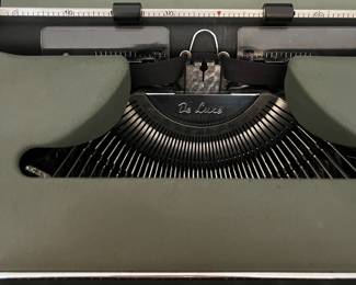 H6 - $180. Green 1950s Olympia SM3 Portable Manual Typewriter & Carrying Case. No stuck keys. 
