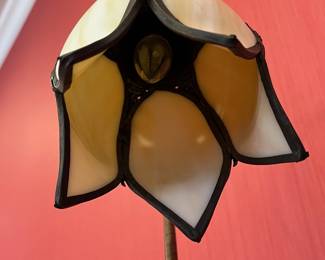 H9 - $95. Tulip Lamp with Slag Glass Shade. Measures 19.5" tall. 