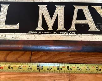 H11 - $850. Antique, wooden framed & mirrored, Carl Mayer Jewelry Store Sign. Rawson & Evans Co. Chicago Sign Makers. Measures 6' x 7.5". 