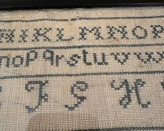 H13 - $195. 1816 Sampler Measures 18.5" x 10" tall. Wrought by Mary Ann Harrington. Aged 11, Dec. 1916. 