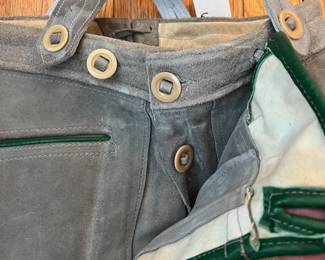 H83 - $65. Authentic 1950s Austrian Boy Scouts Lederhosen. Large Boys Size. 