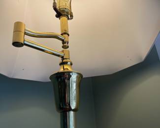 H35 - $35. Brass Floor Lamp. Measures 60" tall. Needs new shade. 