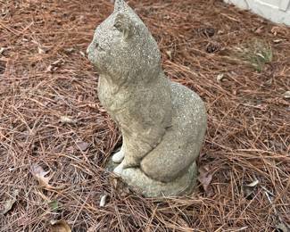 H100 - $35. Concrete Cat Statue. Approximately 20" tall. Very nice weathered condition. 