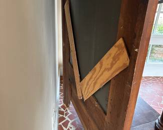 H7 - $550. Pier Mirror & Antique Hall Tree with Lidded Storage Bench. Old / Original  Beveled Mirror. Measures 43.5" wide x 20" deep x 88" tall.  PLEASE CHECK MEASUREMENTS AND HAVE HELP TO MOVE!