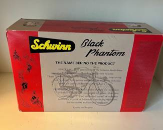 H38 - $20. Vintage 1990 Schwin Black Phantom Xonex 1:6 Scale Die Cast Model Bike in Original Box. 