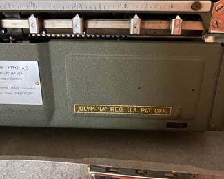 H6 - $180. Green 1950s Olympia SM3 Portable Manual Typewriter & Carrying Case. No stuck keys. 