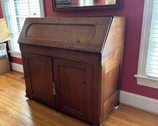 H8 - $325. Antique Secretary. Measures 44" wide x 21" deep x 40.5" tall. 33" deep with desk out. 