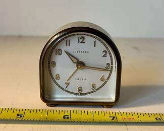 H39 - $25. 1950's Junghans Mini Travel Alarm Clock. Made in Germany - Art Deco Style. 