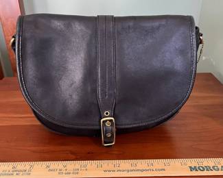 H45 - $65. Vintage Coach Y2K 9824 Legacy West Saddle Crossbody Bag. Black Leather. 