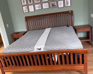 H30 - $1000. Ethan Allen "American Impressions" King Bed Frame with 2 Twin XL Adjustable Mattress Frames & Remotes. Frame measures 80" wide x 80" long x 54" tall. Gentle wear on frame - mattresses look clean! Adjustable Frames are 2020. 