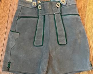 H83 - $65. Authentic 1950s Austrian Boy Scouts Lederhosen. Large Boys Size. 