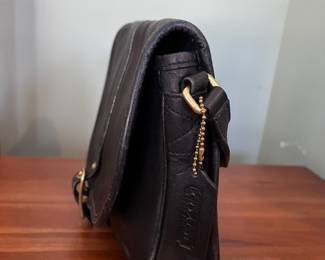 H45 - $65. Vintage Coach Y2K 9824 Legacy West Saddle Crossbody Bag. Black Leather. 