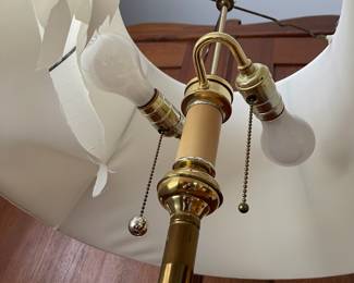 H107 - $20. Brass Floor Lamp in fair condition. Works - needs a new shade. Measures 57" tall. 