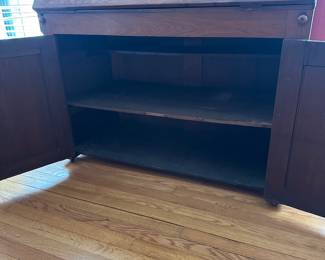 H8 - $325. Antique Secretary. Measures 44" wide x 21" deep x 40.5" tall. 33" deep with desk out. 