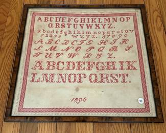 H14 - $225. 1896 Sampler. Framed it measures 19.5" x 18". 