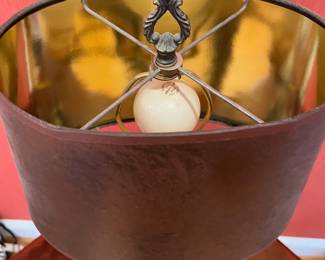 H69 - $60. Vintage Ornate Brass Neo Classical Lamp. 19" tall. Shade is in good condition. 