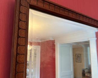 H58 - $95. Antique Wooden Framed Mirror. Measures 37" x 33". 