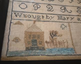 H13 - $195. 1816 Sampler Measures 18.5" x 10" tall. Wrought by Mary Ann Harrington. Aged 11, Dec. 1916. 