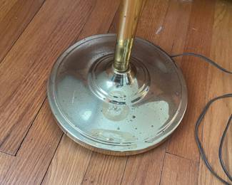 H107 - $20. Brass Floor Lamp in fair condition. Works - needs a new shade. Measures 57" tall. 