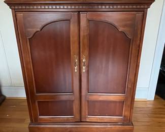 H20 - $40. Media Cabinet. Door slide inside when open. Measures 36.5" wide x 21" deep x 43.5" tall. 