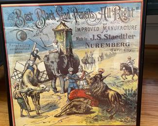H10 - $90 ALL. J S Staedtler Pencil Advertising. Out of the frame they are glossy paper like a poster - nothing on the backs. Great colorful Pencil Art! 