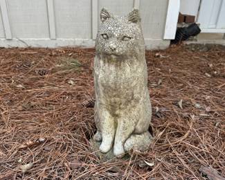 H100 - $35. Concrete Cat Statue. Approximately 20" tall. Very nice weathered condition. 