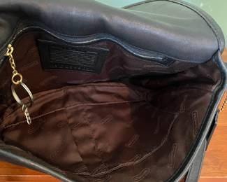 H45 - $65. Vintage Coach Y2K 9824 Legacy West Saddle Crossbody Bag. Black Leather. 