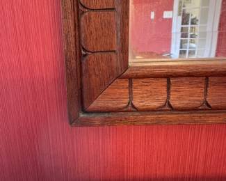H58 - $95. Antique Wooden Framed Mirror. Measures 37" x 33". 