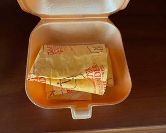 H75 - $30. Vintage 1990s McDonalds Clam Shell Containers. Big Mac, McChicken & Quarter Pounder. (It's ok. I laughed too! Who knew your old trash would have collector value!)