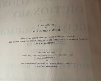 H73 - $20. Websters International Dictionary 2nd Edition. Copyright 1950. Volumes 1-3