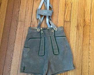 H83 - $65. Authentic 1950s Austrian Boy Scouts Lederhosen. Large Boys Size. 