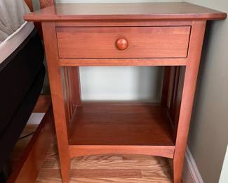 H31 - $175 PAIR of Ethan Allen Nightstands. Measures 23" wide x 17" deep x 28" tall. One is in very good condition and one has more surface wear. 
