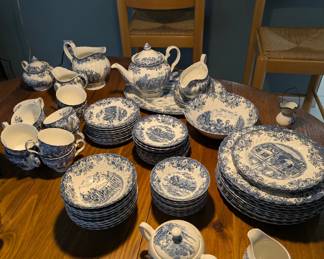 Large Collection of Vintage English Johnson Brothers  set in Blue and White pattern
