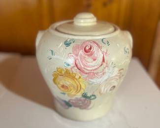 VTG RANSBURG POTTERY HAND PAINTED COOKIE JAR